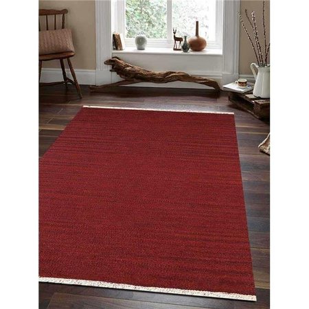 GLITZY RUGS Glitzy Rugs UBSD00111H0046A4 4 x 6 ft. Hand Woven Flat Weave Kilim Wool Solid Rectangle Area Rug; Burgundy UBSD00111H0046A4